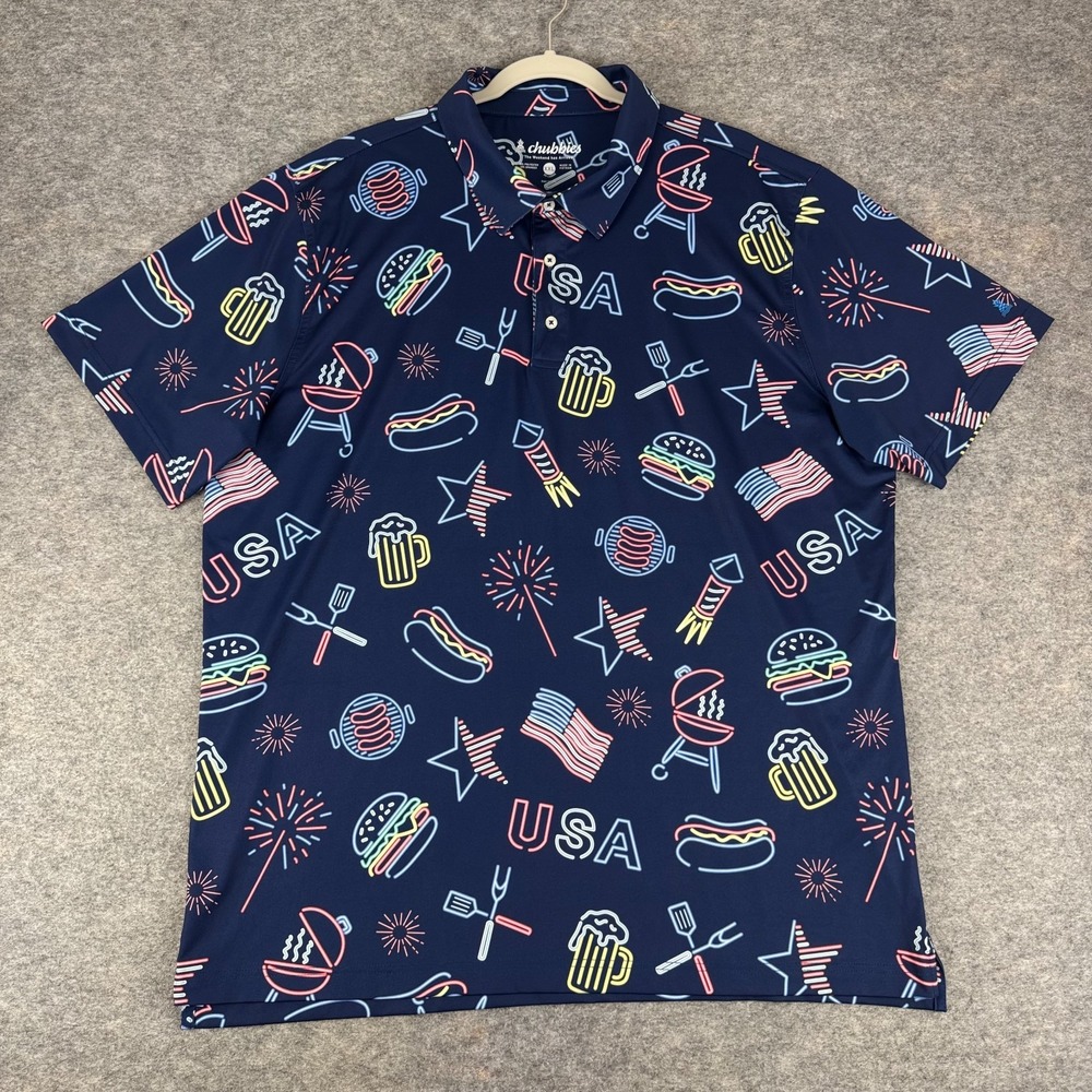 Chubbies The Patriotic Light Performance Polo 2.0 Shirt USA America Mens 2XL XXL